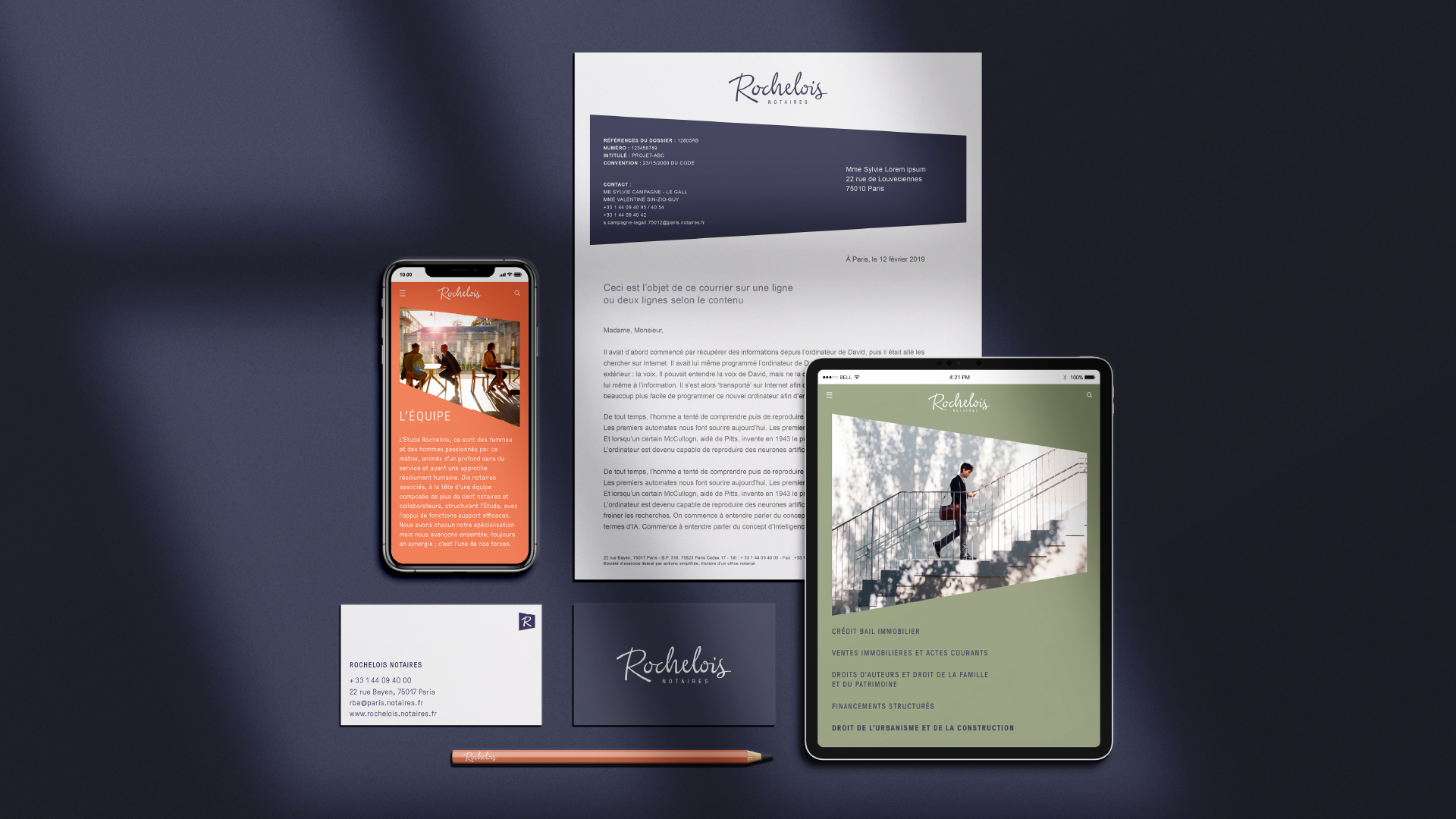 Identité visuelle Rochelois Notaires - Designed by Futurative